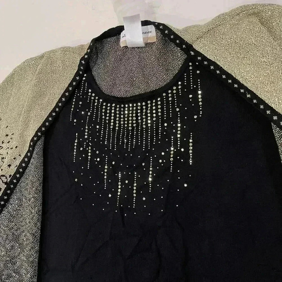 Alfred Dunner Cardigan Sweater Top Women’s 1X Sparkly Black Gold Leopard Print - Picture 4 of 7
